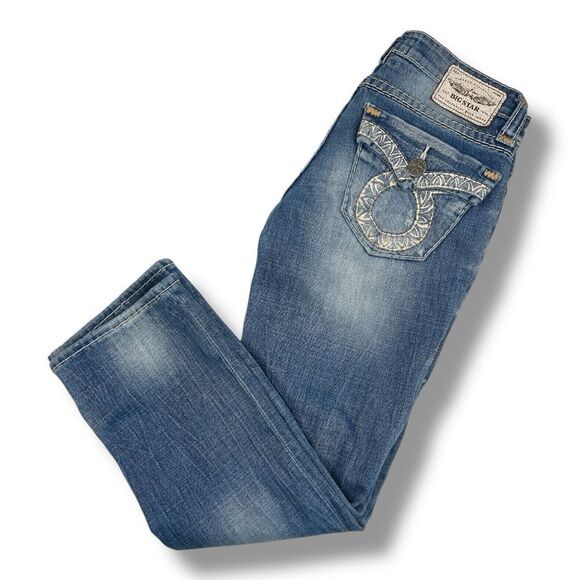 Big Star Y2K Distressed Low Rise Cropped Jeans Size 27 - Picture 1 of 7